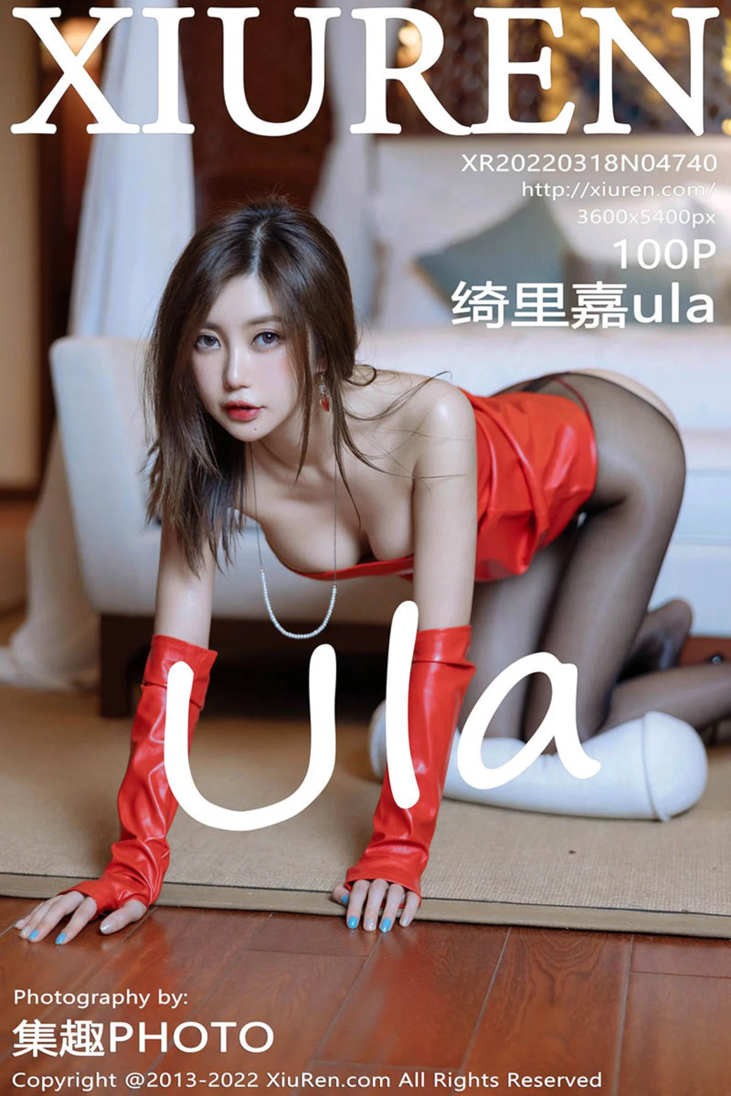[XiuRen秀人网]VOL.4740 女神绮里嘉ula珠三角旅拍性感红色皮质服饰配超薄黑丝诱惑写真100P-秀人网官方网站